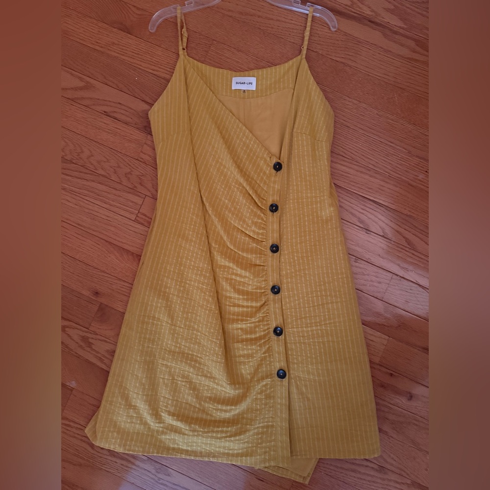 Sugarlips Mustard Button-Front Dress